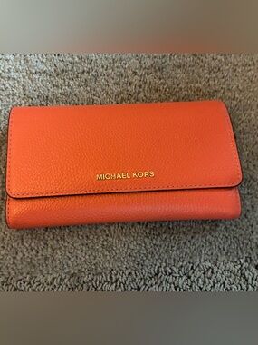 Michael Kors Coral Leather Fold Wallet